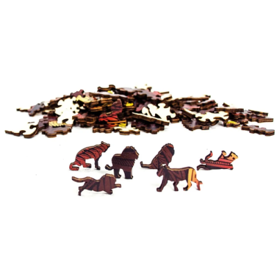 Rainbow Wooden Puzzle Lion - 121 pièces en bois