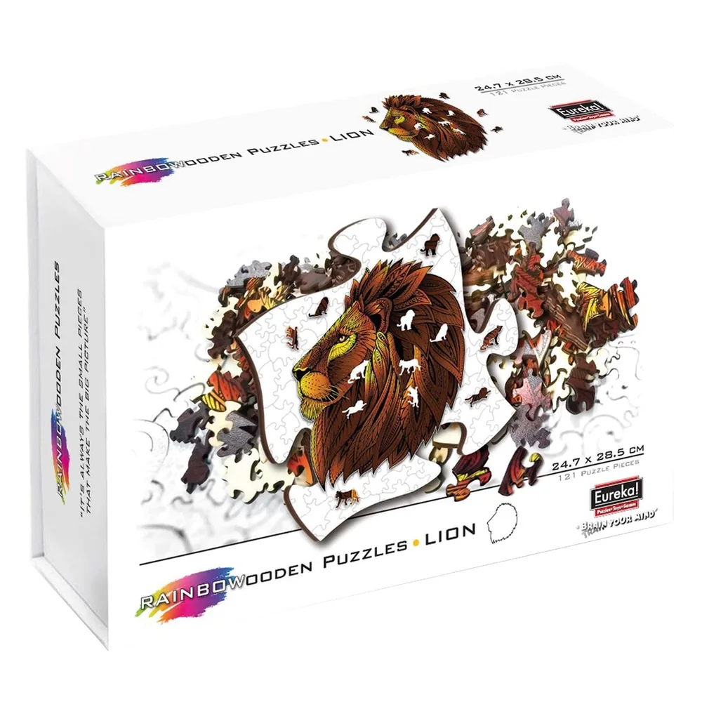 Rainbow Wooden Puzzle Lion - 121 pièces en bois