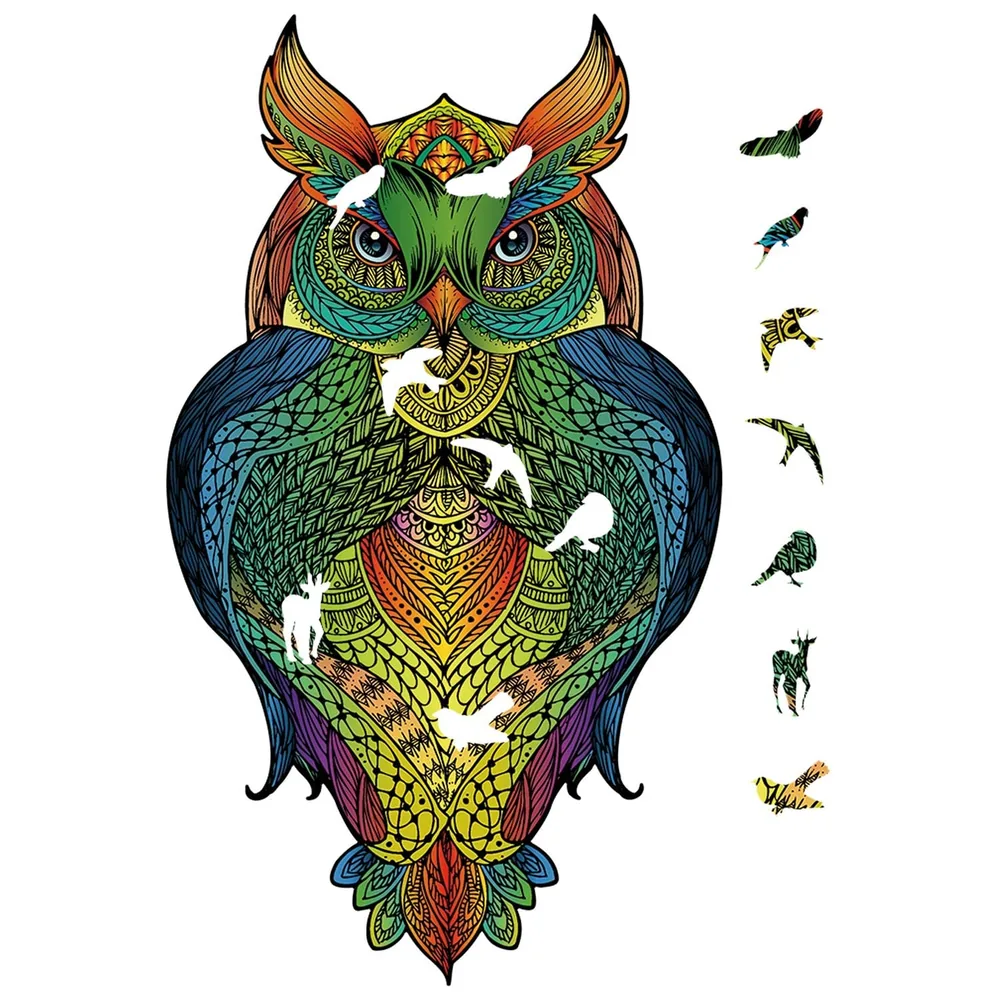 Rainbow Wooden Puzzle Hibou - 137 pièces