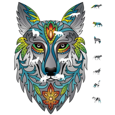 Rainbow Wooden Puzzle Loup - 180 pièces en bois