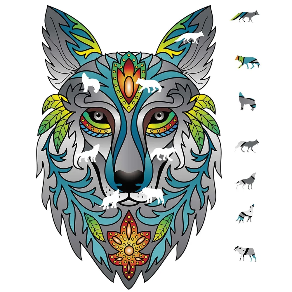 Rainbow Wooden Puzzle Loup - 180 pièces en bois