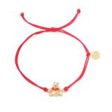 Bracelet Winnie l'Ourson Rouge - Cordon Ajustable & Pendentif Laiton Doré