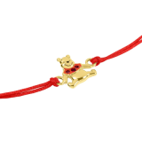Bracelet Winnie l'Ourson Rouge - Cordon Ajustable & Pendentif Laiton Doré