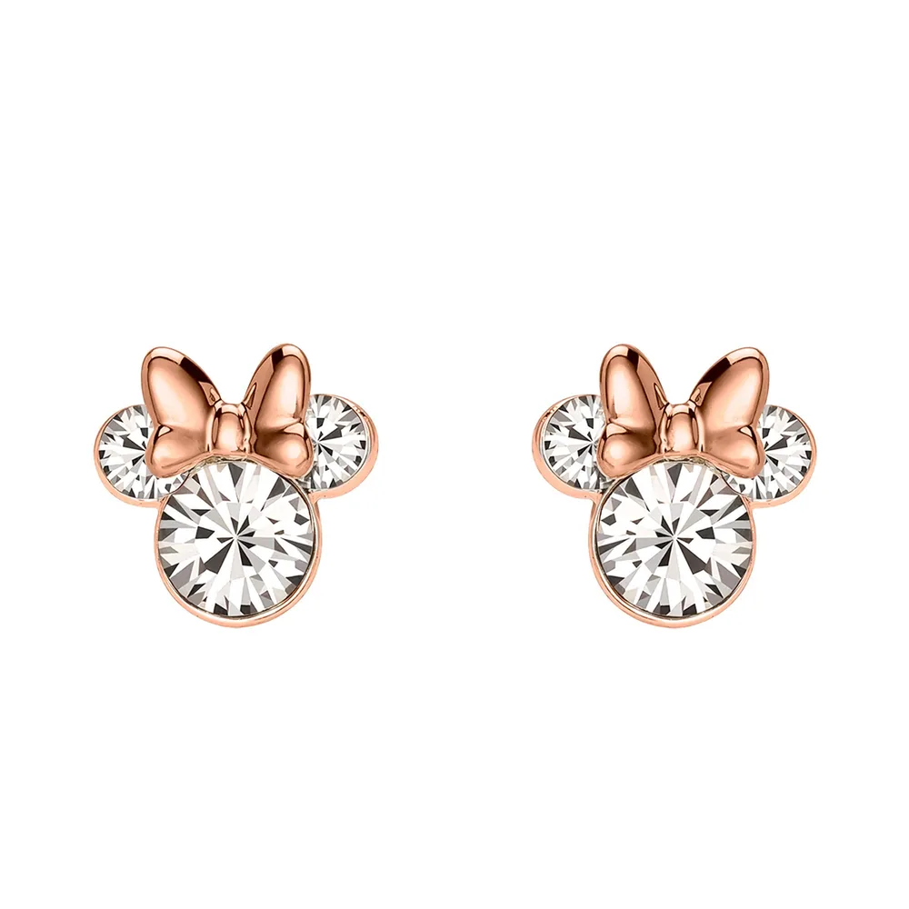 Boucles d'Oreilles Minnie Mouse Or Rose et Argent