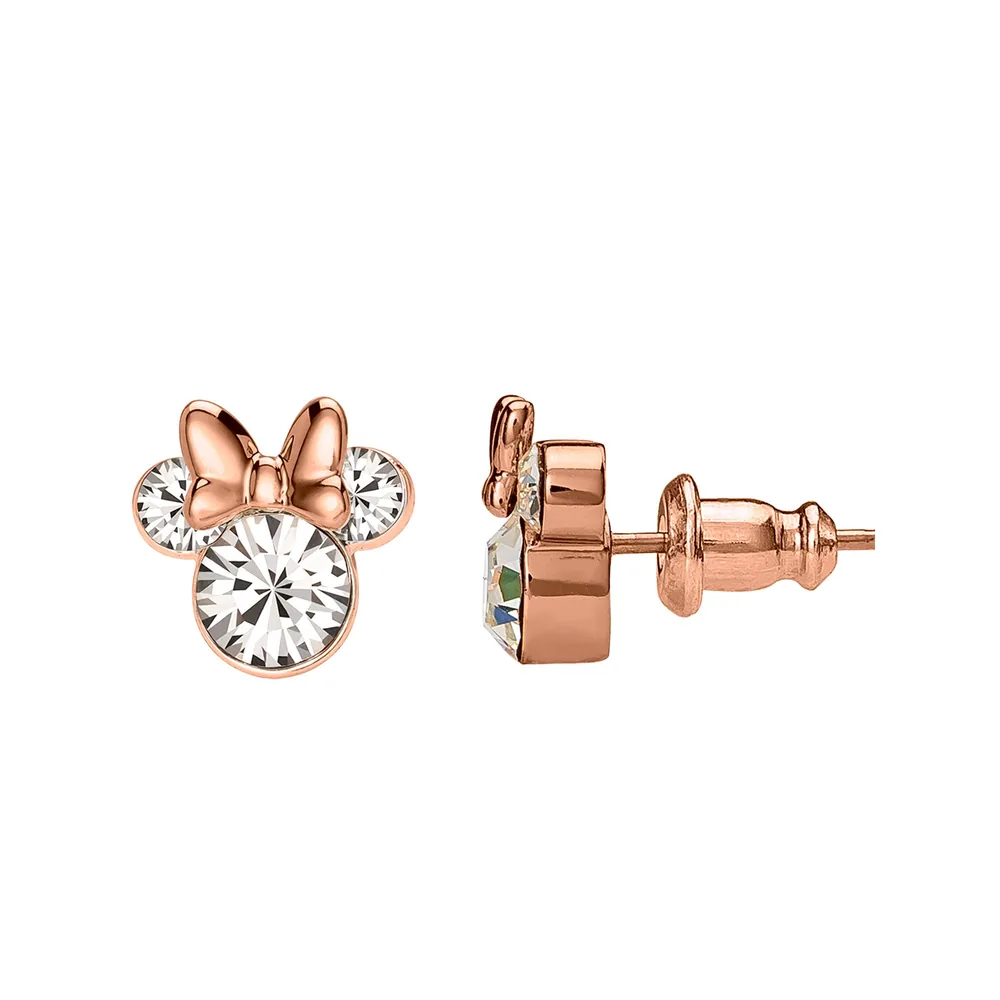 Boucles d'Oreilles Minnie Mouse Or Rose et Argent