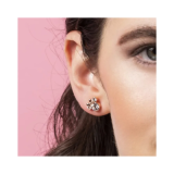 Boucles d'Oreilles Minnie Mouse Or Rose et Argent