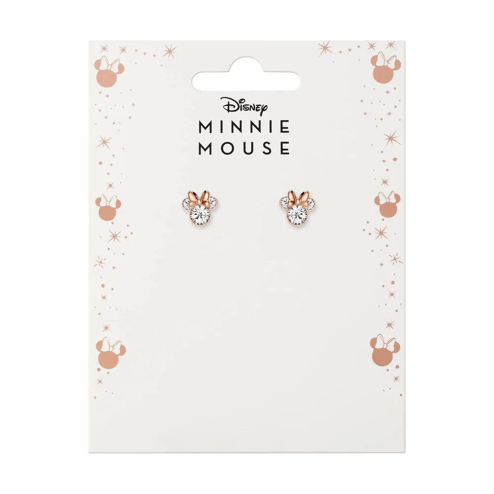 Boucles d'Oreilles Minnie Mouse Or Rose et Argent