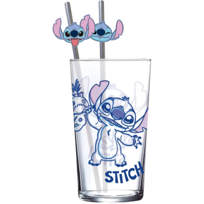 Lilo & Stitch - Verre Tumbler XXL Stitch 485ml avec Pailles Métal