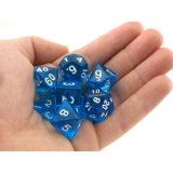 Pizza Dungeon Dice - 7 Dés Bleus Transparents avec Boîte Shaker