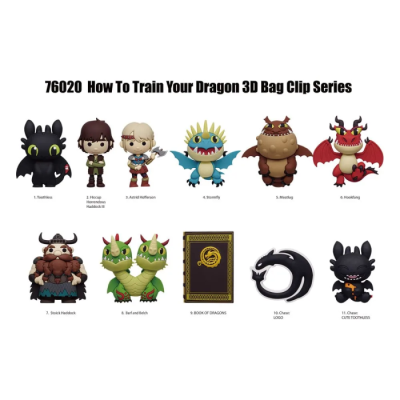 Dragons 3 : Le Monde Caché - Présentoir 24 Porte-Clés Sac à Dos 3D en PVC