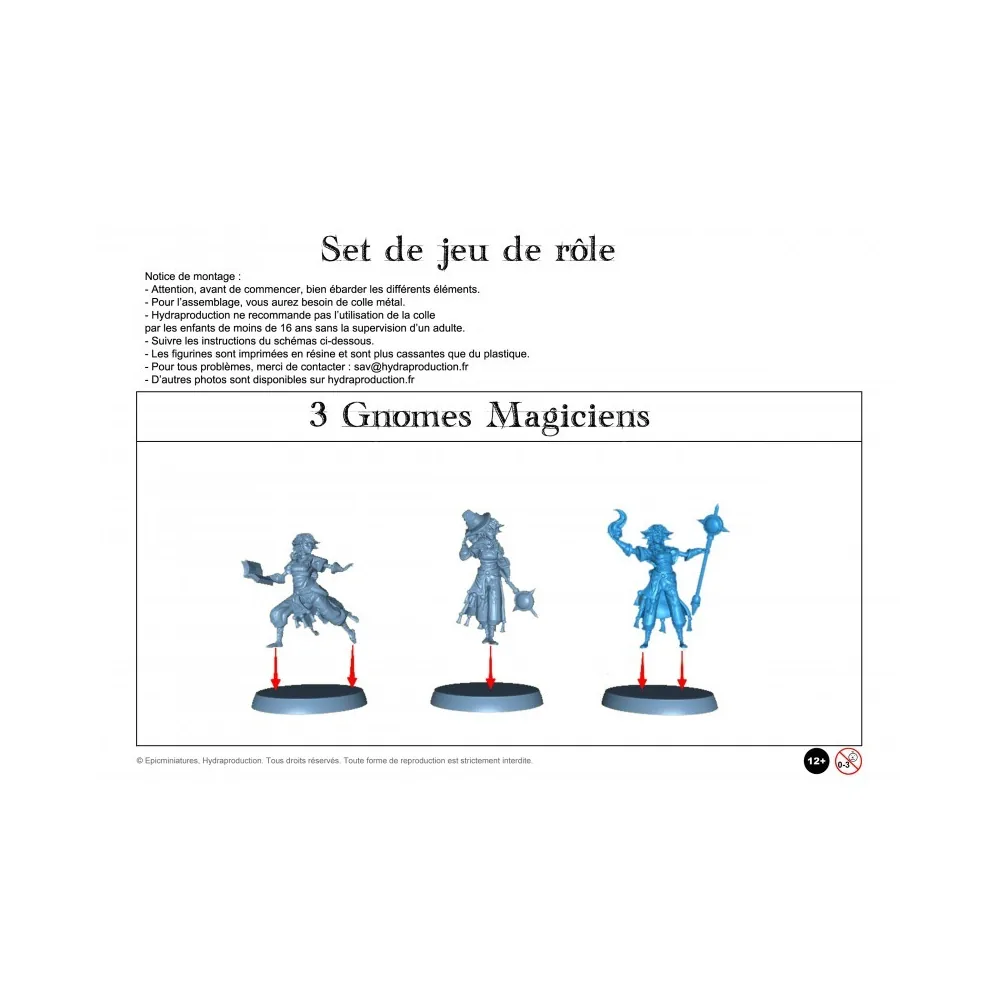 3 Gnomes Magiciens - Figurines résine 28-32 mm - Epic Miniatures x Hydra Production