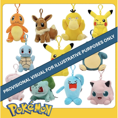 Pokémon Peluche Clip-On avec Mousqueton - Assortiment 6 pcs (Jazwares)