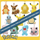 Pokémon Peluche Clip-On avec Mousqueton - Assortiment 6 pcs (Jazwares)