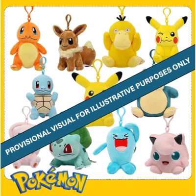 Pokémon Peluche Clip-On avec Mousqueton - Assortiment 6 pcs (Jazwares)