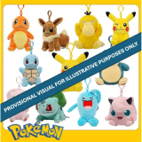 Pokémon Peluche Clip-On avec Mousqueton - Assortiment 6 pcs (Jazwares)