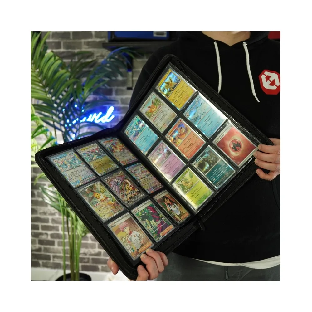 Portfolio Evoretro 20 Pages 9 Cartes par Page - Capacité 360 Cartes - Noir Zippé