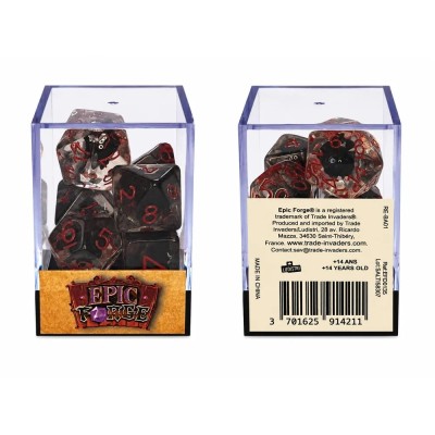 Lot de 7 dés en résine Gamme Insert, en boîte, motif Chauve-souris