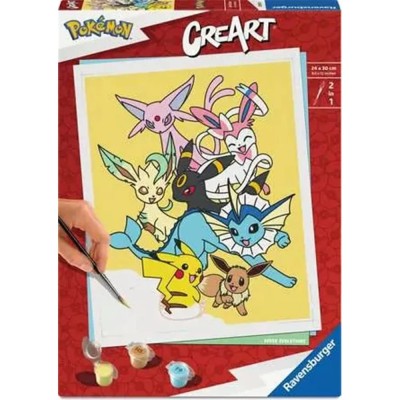 CreArt Pokémon Pikachu & Évoli - Peinture par numéros 24 x 30 cm