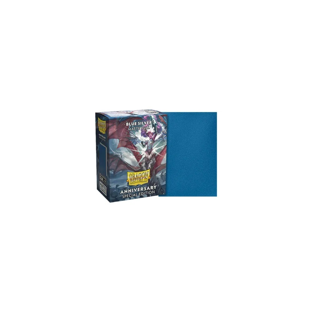 Dragon Shield Matte Dual Sleeves Anniversary Cobalt & Silver - 100 pochettes