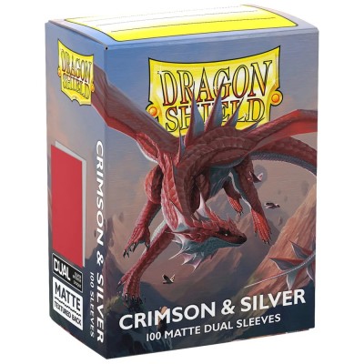 Dragon Shield Matte Crimson & Silver - 100 protège-cartes Standard
