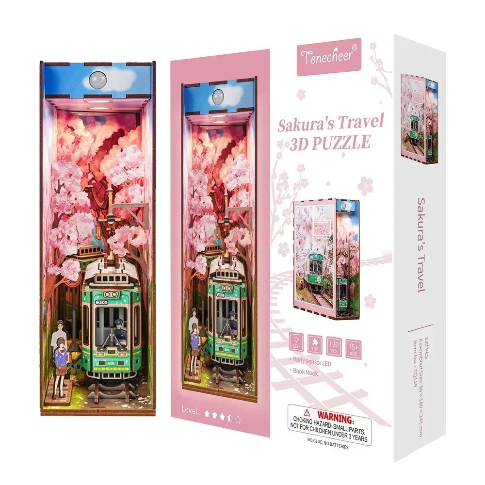 Book Nook Kit DIY - Sakura's Travel - 130 pièces avec éclairage LED