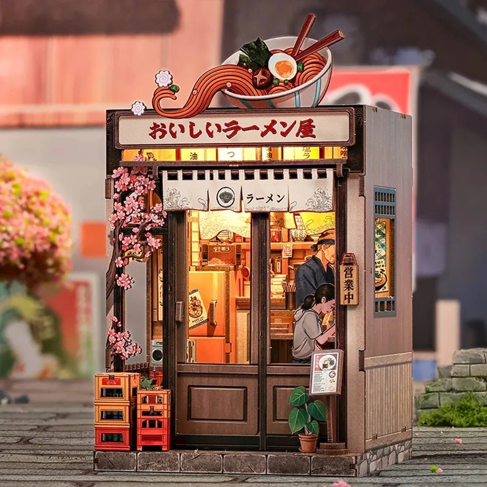 Book Nook Kit DIY Oishii Kyoto, 175 pièces avec éclairage LED