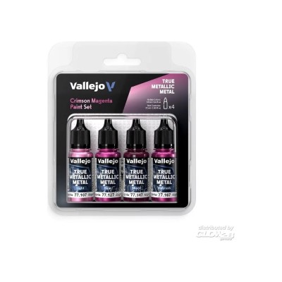 Vallejo True Metallic Metal - Set Crimson Magenta 4 x 18 ml