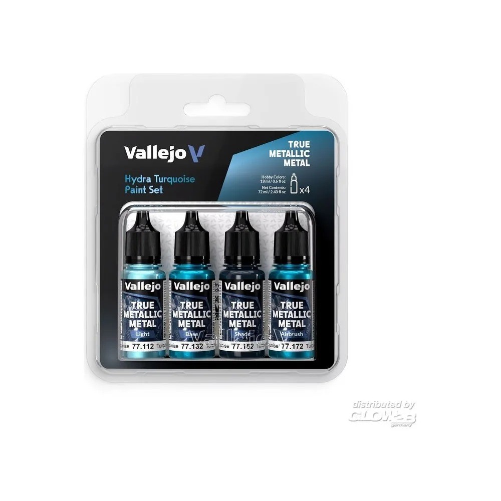Vallejo True Metallic Metal Hydra Turquoise - Set de 4 peintures 18 ml