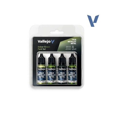 Vallejo True Metallic Metal Amber Green - Set de 4 peintures 18 ml