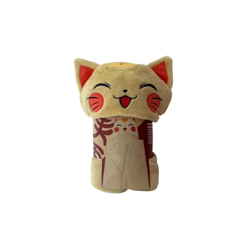 Plaid à capuche Maneki Neko 120 x 150 cm