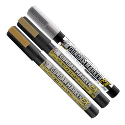 Mr. Hobby Gundam Marker EX Plated Silver & Gold – Set de 3 marqueurs XGMS100