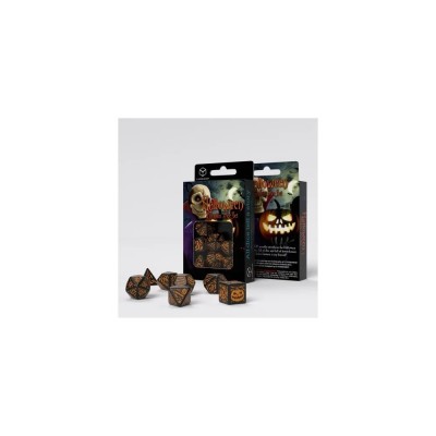 Set de 7 dés Halloween Pumpkin, noir et orange — Q-Workshop