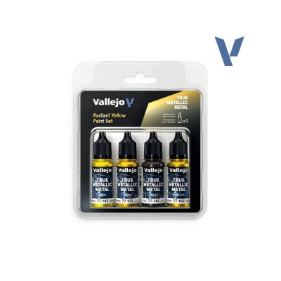 Vallejo True Metallic Metal – Radiant Yellow Paint Set 4 x 18 ml – Réf. 77259