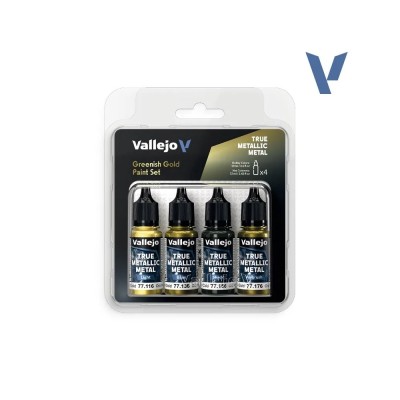 Vallejo True Metallic Metal – Set Greenish Gold / Or verdâtre – 4 x 18 ml