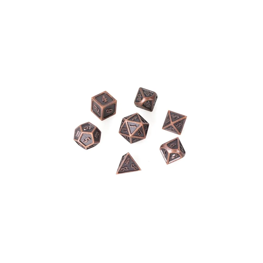 Lot 7 Dés Métal 14mm Outlined Copper - Epic Forge