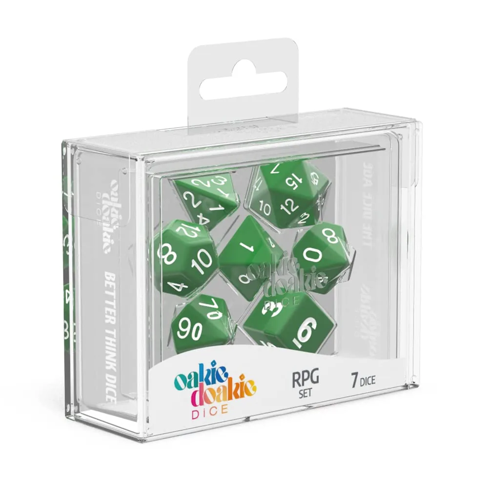 Oakie Doakie Dice - Set RPG Solid Vert (7 dés)