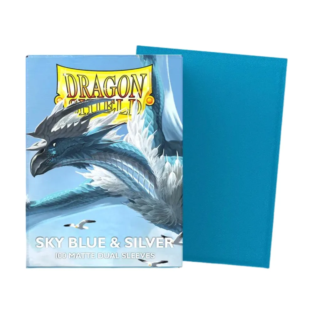 Dragon Shield Dual Matte Sky Blue & Silver - 100 pochettes Standard