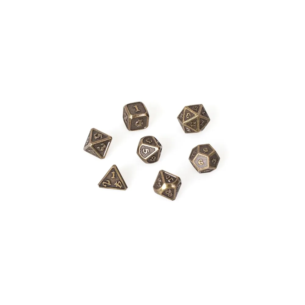 Lot 7 Dés Métal 14mm - Solid Gold (Boîte Métal)